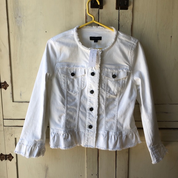 ann taylor white denim jacket